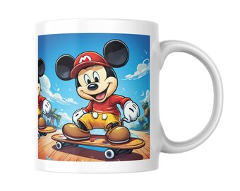 Emballage de tasse drôle Mickey Skate : dessin animé PNG (téléchargement numérique)