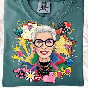 Iris Apfel T-shirt PNG : T-shirt fille tendance icône de la mode (téléchargement numérique)