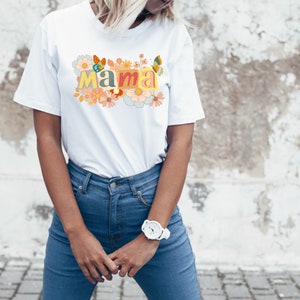 Retro Floral Mama T-Shirt PNG: Collage Sublimation Design (Digital Download 2500x2500px 300 DPI) image 8
