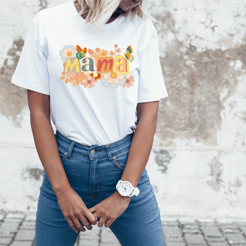 Retro Floral Mama T-Shirt PNG: Collage Sublimation Design (Digital Download 2500x2500px 300 DPI) image 8