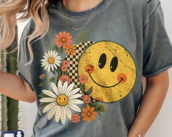 Blumen Smiley PNG: Herbst Daisy Design für Sublimation (Digitaler Download)
