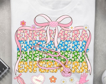 Enfermera Coquette Boho PNG: Retro Floral Spanish Nurse Shirt Design (Digital File)