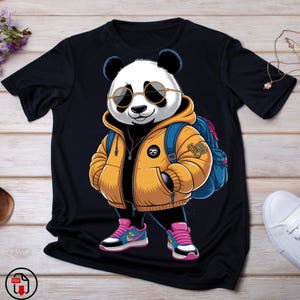 2 PNG Panda Genial, Linda Camiseta Gráfica Unisex para Hombre, Panda Hip Hop Urbano, Diseño Urbano de Sublimación, Grafiti de Panda PNG, Clipart, DTF