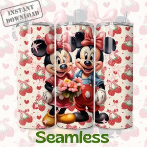 Mickey & Minnie Mouse 20oz Tumbler PNG: Seamless Sublimation Design (Digital Download) image 2