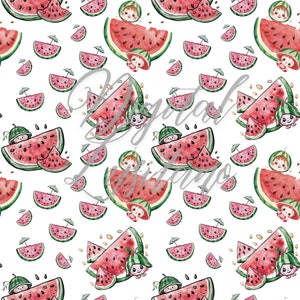 Arbuzowy rysunek bez szwu PNG, powtarzający się wzór, sztuka cyfrowa na papier do druku, tkaniny, bez szwu, wzór owocowy lato 3 kolory 2 trans