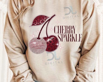 Disco Ball Cherry PNG Bundle: Sparkling Coquette Shirt Design (Digital Download)