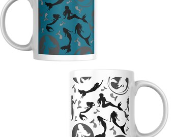 Mermaid Mug Sublimation Wrap: PNG Digital Download for 11oz & 15oz Mugs