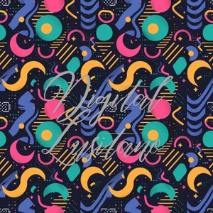 Geometric Abstract Seamless Pattern: Colorful Digital Paper (PNG, 300 DPI)