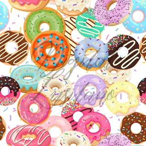 Sweet Donuts Seamless Pattern PNG File, Candy pattern for instant download, Printable Gift, Fabric Project Ideas, Repeated Candy Seamless