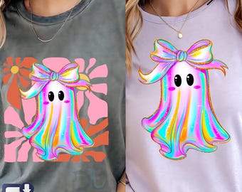 Iriserend groovy spook PNG: Coquette Halloween-ontwerp (digitale download)