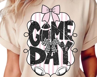 Football Game Day PNG: Retro Coquette Shirt Design (Digital Download)