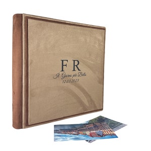 Album Fotografico Artigianale (ECLISSI) in tessuto Alcantara, Personalizzabile con Incisione. Ideale per Qualsiasi Evento.