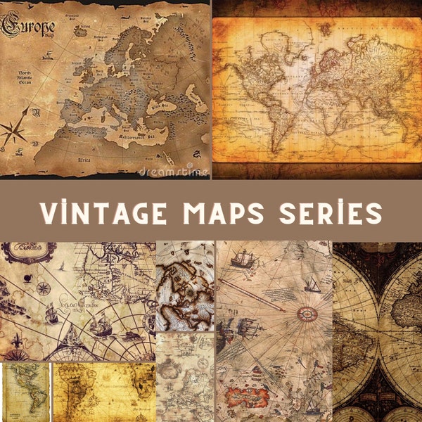 Authentic Vintage Map Collection: 43 Pieces of Antique World, America, Britain, and Pirate Maps - Perfect for Tableau, Sticker Projects, and