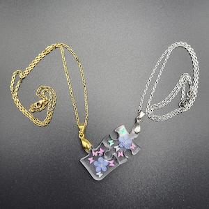 Friendship necklace, 2 chains made of puzzle pieces, crystal clear with decoration, sure to be a great surprise for your BFF, 3 pendants also possible