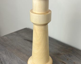 Hand Turned Wood Lighthouse / Wooden Lighthouse / Nautical Decor