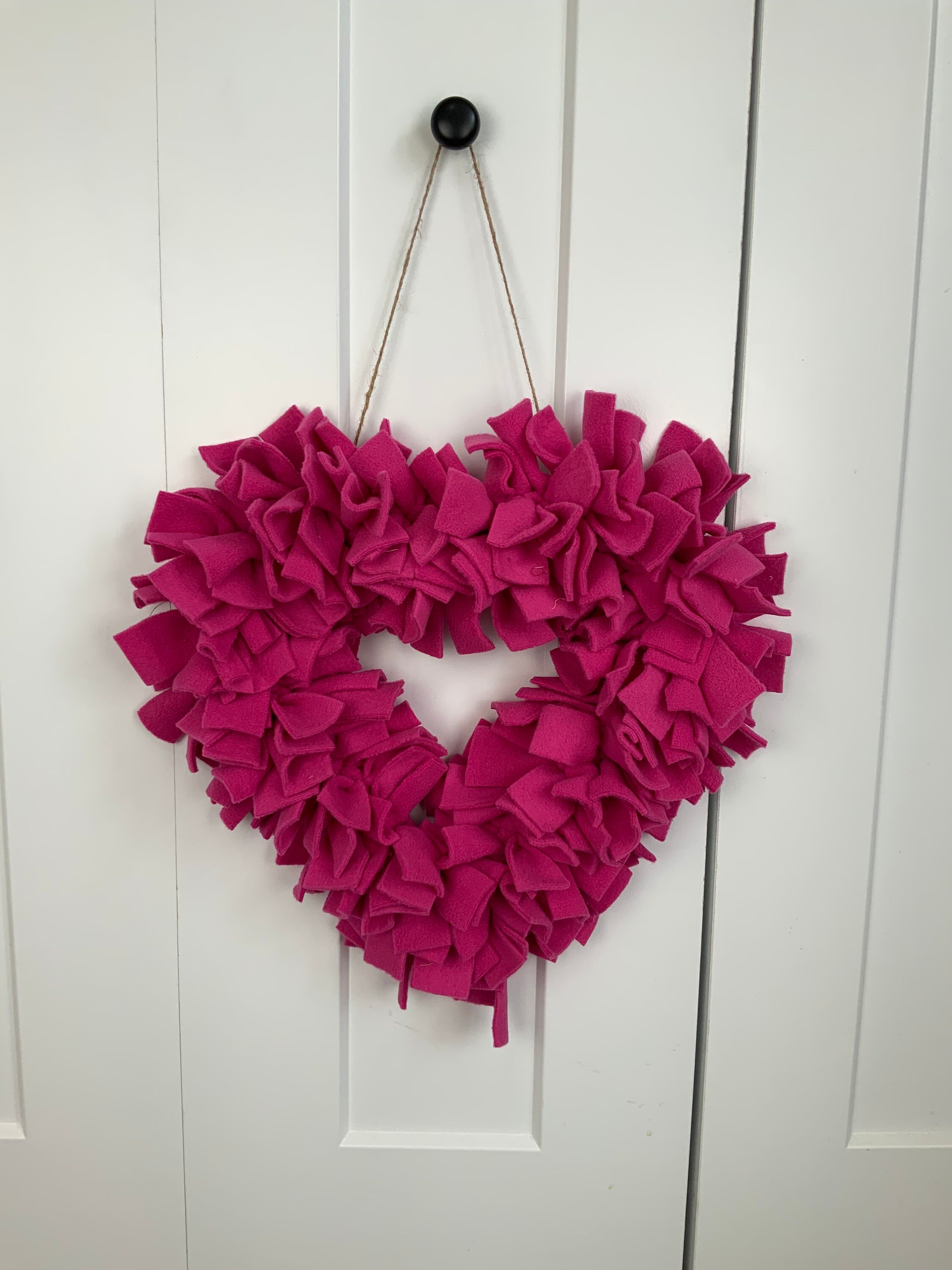 Valentines Day Fleece Fabric Heart Shaped Wreath / Heart Wreath / Pink