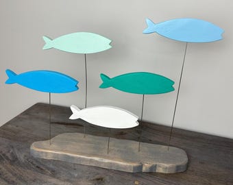 Handpainted Wood Fish Decor / beach decor / colorful fish