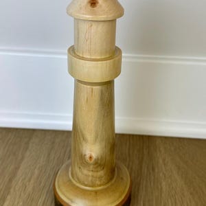 Hand Turned Wood Lighthouse / Wooden Lighthouse / Nautical Decor