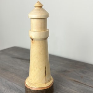 Hand Turned Wood Lighthouse / Wooden Lighthouse / Nautical Decor