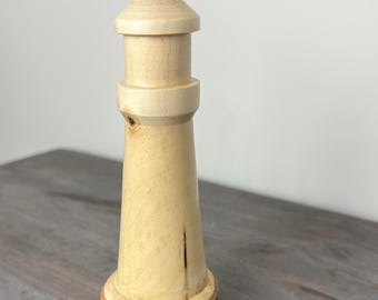 Hand Turned Wood Lighthouse / Wooden Lighthouse / Nautical Decor