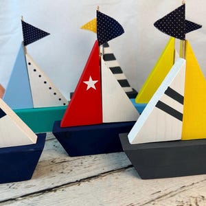 Wood painted Sailboats / Nautical Decor / Colorful boats / coastal decor /  beach house decor / Tropical Decor