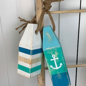 Bemalter Holz Hummerbojen / Anker / blau und petrol / Strand Dekor / nautisch / maritime Dekoration