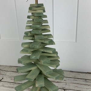 Spiral Handcrafted Wood Christmas Tree / adjustable branches wood tree
