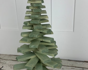Spiral Handcrafted Wood Christmas Tree / adjustable branches wood tree