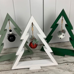 Handcrafted Wood Christmas Tree With Bell / Freestanding Wood Christmas Tree