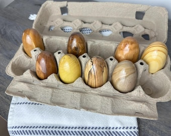 Wood Eggs / Hand Turned Wooden Eggs / Wood Varieties / Easter Eggs / Kitchen Decor