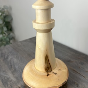 Hand Turned Wood Lighthouse / Wooden Lighthouse / Nautical Decor