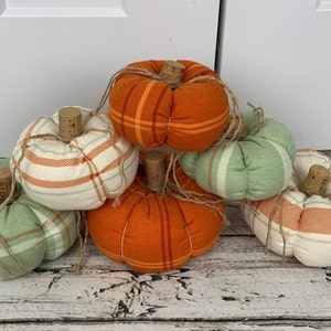 Plush Fabric Pumpkins / plaid pumpkins / Fall Decor / Thanksgiving / Halloween