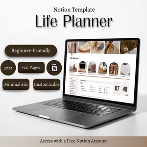 2024 Notion Life planner | That girl Aesthetic Notion Template | Notion personal Planner | Ultimate Notion calendar | Digital Planner ADHD