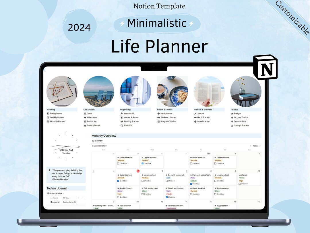 2024 Notion Planner Template Notion Minimal All in One Notion Notion ...