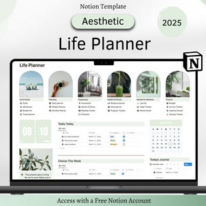 Ultimate Notion Planner, Notion Template, Notion Planner, Notion Life Planner, Notion Template Adhd, Aesthetic All In On Notion planner
