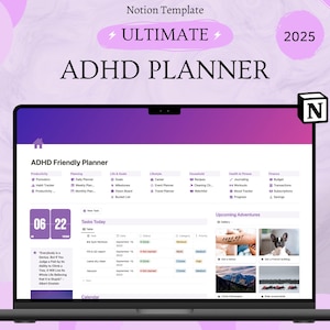 ADHD Life Planner Notion | ADHD friendly Notion Template | Notion ADHD Planner | All In One Notion Template | Aesthetic Notion Planner |