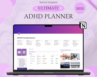 Begrip ADHD-levensplanner | Sjabloon voor ADHD-vriendelijk begrip | Begrip ADHD-planner | Alles-in-één-sjabloon | Planner voor esthetische begrippen |