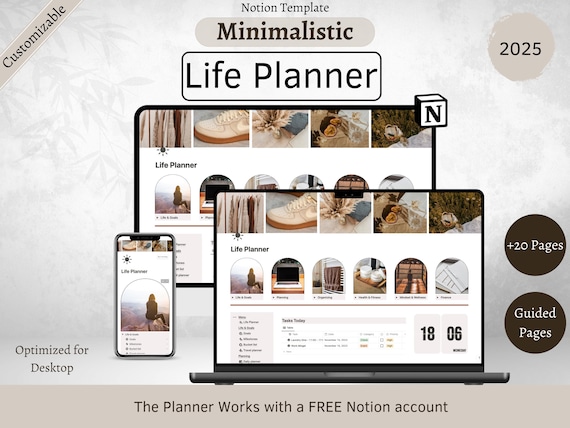 2024 Notion Life planner | That girl Aesthetic Notion Template | Notion personal Planner | Ultimate Notion calendar | Digital Planner ADHD