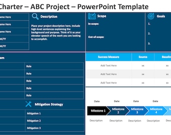 Project Charter Template PowerPoint | Project Initiation Document for Project Managers | PMO Charter & Scope Editable Slides