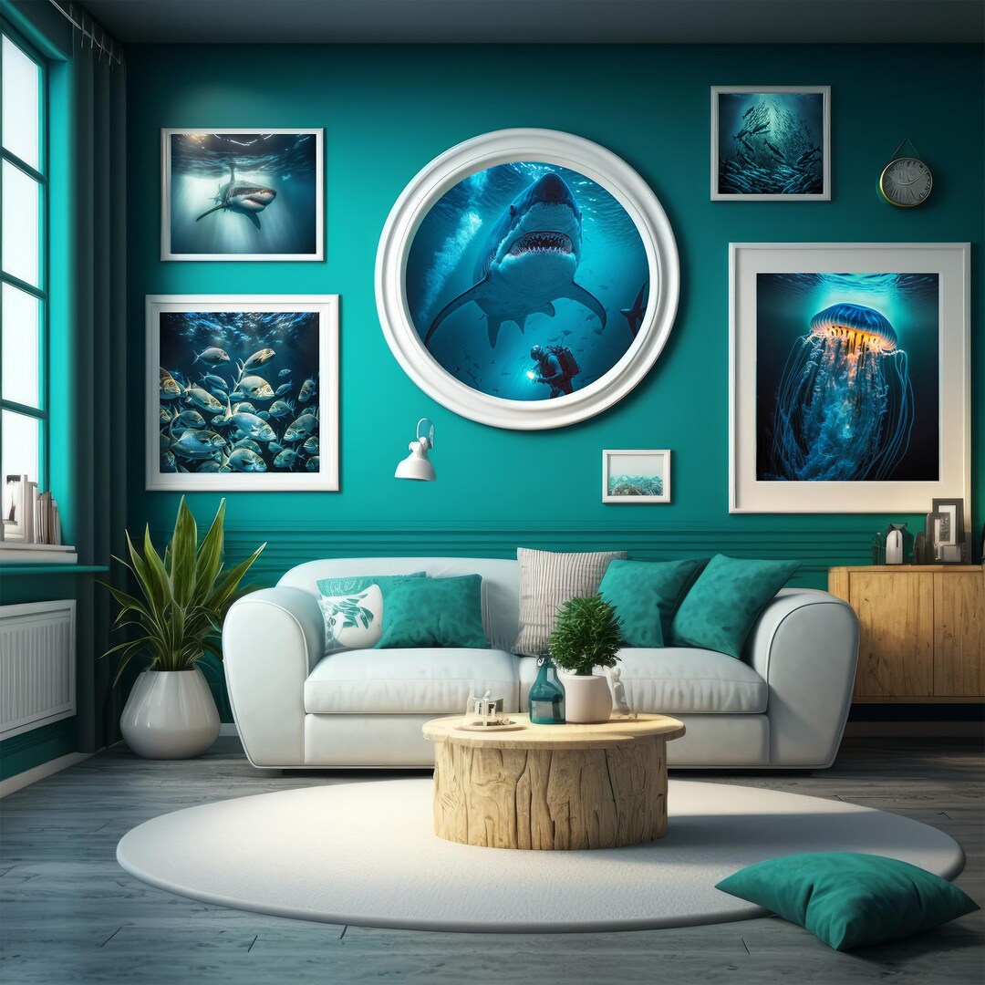 Shark Wall Art Prints Ocean Life Wall Art Shark Photography Jellyfish