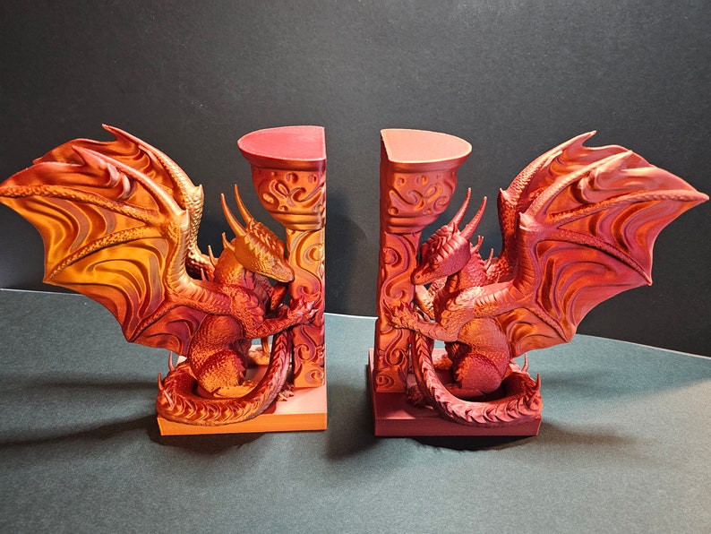 3d Printed Dragon Bookends, Kekreations 3D Design, 3d Printed Etsy