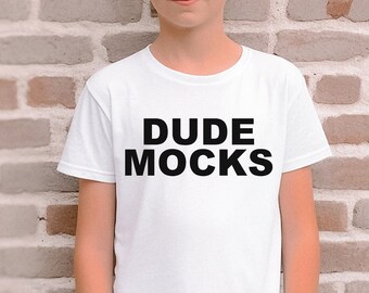 Bella Canvas 3001Y Mockup, Bella Canvas Youth Mockup, Kids Shirt Mockup, Kids White T-shirt Mockup, Mockups for Kids, Boys Mockup, Model