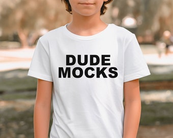 Bella Canvas 3001Y Mockup, Bella Canvas Youth Mockup, Kids Shirt Mockup, Kids White T-shirt Mockup, Mockups for Kids, Boys Mockup, Model