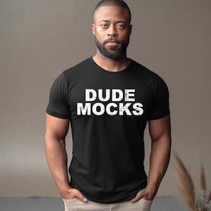 Bella Canvas 3001 Mockup, Male Tshirt Mockup, 3001 Black Mockup, Black Model Mockup, Model Mockup, Male 3001 Mockup, Mens Black Shirt Mockup