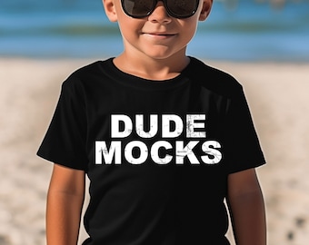 Bella Canvas 3001T Mockup, Toddler Mockup, Kids Shirt Mockup, Kids Black Shirt Mockup, Mockups for Kids, Boys Mockup, Model Mockup