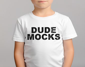 Bella Canvas 3001T mockup, peutermodel, kindershirtmodel, kinderwit T-shirtmodel, testmodellen voor kinderen, jongensmodel, modelmodel