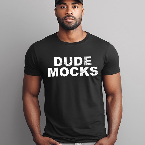 Bella Canvas 3001 Mockup, Male Tshirt Mockup, 3001 Black Mockup, Black Model Mockup, Model Mockup, Male 3001 Mockup, Mens Black Shirt Mockup