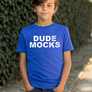 Bella Canvas 3001Y Mockup, Bella Canvas Youth Mockup, Kids Shirt Mockup, Kids Heather True Royal Tshirt Mockup, Mockup for Kids, Boys Mockup