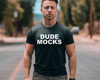 Bella Canvas 3001 Mockup, Male Tshirt Mockup, 3001 Black Mockup, Black Shirt Mockup, Model Mockup, Male 3001 Mockup, Mens Black Shirt Mockup