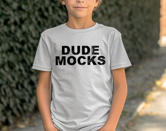 Bella Canvas 3001Y Mockup, Bella Canvas Youth Mockup, Kids Shirt Mockup, Kids Athletic Heather T-shirt Mockup, Mockups for Kids, Boys Mockup